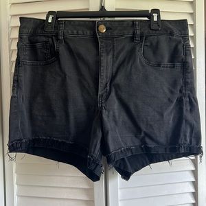 Hi-Rise Black Distressed Shorts